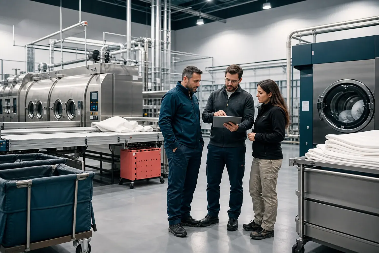 Équipements d’une blanchisserie industrielle moderne