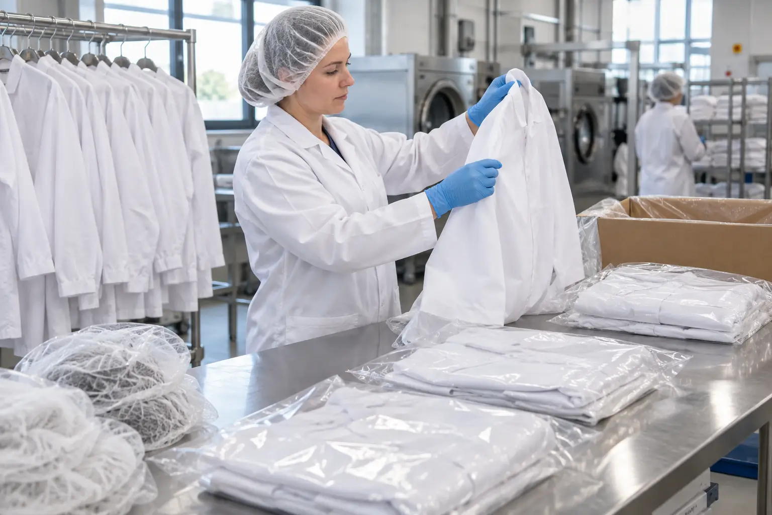 Contrôle de vêtements professionnels propres destinés à un environnement agroalimentaire